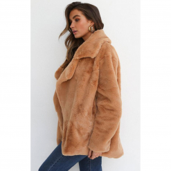 Boho Chic Clothing Turn Down Collar Soft Fur Coat