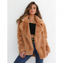 Boho Chic Clothing Turn Down Collar Soft Fur Coat