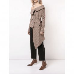 HARLEYFASHION Official Store Plaid Asymmetrical Blazer