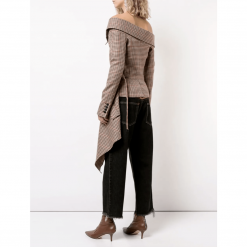 HARLEYFASHION Official Store Plaid Asymmetrical Blazer