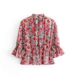 Alifus Official Store Tops Flower Ruffles Blouse