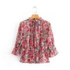 Alifus Official Store Tops Flower Ruffles Blouse