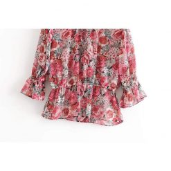 Alifus Official Store Tops Flower Ruffles Blouse