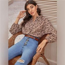 SheIn Official Store Mock Neck Shirt Tops