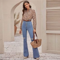 SheIn Official Store Mock Neck Shirt Tops