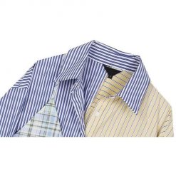 EAM Official Store Striped Lapel Shirt