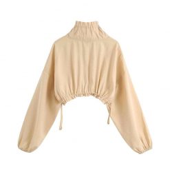Boho Chic Clothing Coats & Jackets Drawstrings Fashionable Cropped Female Jacket