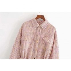 Boho Chic Clothing POCKET TASSEL PLAID TWEED JACKET