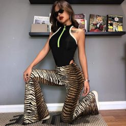 Boho Chic Clothing LEOPARD FLARE WINTER PANTS