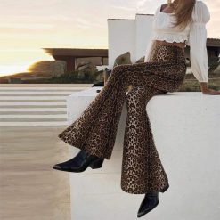 Boho Chic Clothing LEOPARD FLARE WINTER PANTS