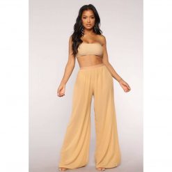 Boho Chic Clothing Pants SEE THROUGH WIDE LEG HIGH WAIST TROUSERS