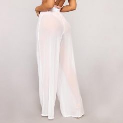 Boho Chic Clothing Pants SEE THROUGH WIDE LEG HIGH WAIST TROUSERS