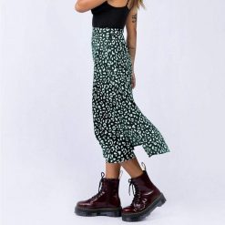 Boho Chic Clothing Skirts Leopard Split Midi Skirt