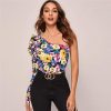 SheIn Official Store One Shoulder Floral Print Top