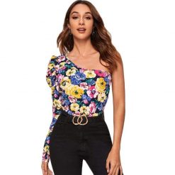 SheIn Official Store One Shoulder Floral Print Top