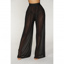 Boho Chic Clothing Pants SEE THROUGH WIDE LEG HIGH WAIST TROUSERS