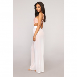 Boho Chic Clothing Pants SEE THROUGH WIDE LEG HIGH WAIST TROUSERS