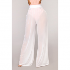 Boho Chic Clothing Pants SEE THROUGH WIDE LEG HIGH WAIST TROUSERS