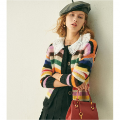 Boho Chic Clothing Sweaters PETER PAN COLLAR STRIPED CARDIGAN 6 Boho Chic Clothing Sweaters PETER PAN COLLAR STRIPED CARDIGAN