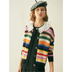 Boho Chic Clothing Sweaters PETER PAN COLLAR STRIPED CARDIGAN 5 Boho Chic Clothing Sweaters PETER PAN COLLAR STRIPED CARDIGAN