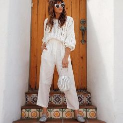 Boho Chic Clothing WHITE LOOSE KNITTED OVERSIZE SWEATER