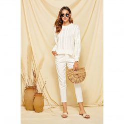 Boho Chic Clothing WHITE LOOSE KNITTED OVERSIZE SWEATER