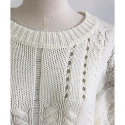 Boho Chic Clothing WHITE LOOSE KNITTED OVERSIZE SWEATER