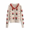 Boho Chic Clothing Floral Appliques Knitting Sweater 1 Boho Chic Clothing Floral Appliques Knitting Sweater