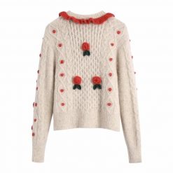 Boho Chic Clothing Floral Appliques Knitting Sweater