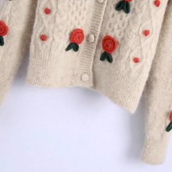 Boho Chic Clothing Floral Appliques Knitting Sweater