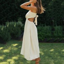 Boho Chic Clothing Casual SPAGHETTI STRAP BACKLESS MIDI DRESS