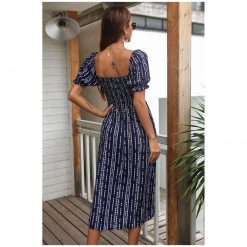 Boho Chic Clothing SHORT SLEEVE PRINTED MIDI DRESS Casual