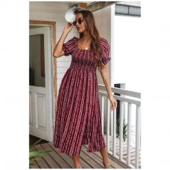 Boho Chic Clothing SHORT SLEEVE PRINTED MIDI DRESS Casual 11 Boho Chic Clothing SHORT SLEEVE PRINTED MIDI DRESS Casual