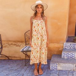 Boho Chic Clothing SUMMER SPAGHETTI STRAP MIDI DRESS Casual