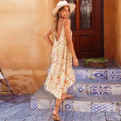 Boho Chic Clothing SUMMER SPAGHETTI STRAP MIDI DRESS Casual