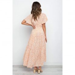 Boho Chic Clothing Casual FLORAL V NECK MIDI DRESS