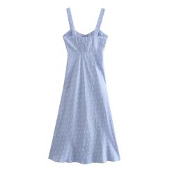 Boho Chic Clothing BLUE FLORAL SLIT MIDI DRESS Casual 3 Boho Chic Clothing BLUE FLORAL SLIT MIDI DRESS Casual