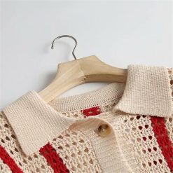 Boho Chic Clothing STRIPED HOLLOW KNITTED CARDIGAN Sweaters 6 Boho Chic Clothing STRIPED HOLLOW KNITTED CARDIGAN Sweaters