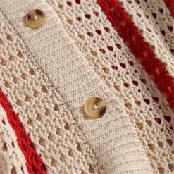 Boho Chic Clothing STRIPED HOLLOW KNITTED CARDIGAN Sweaters 9 Boho Chic Clothing STRIPED HOLLOW KNITTED CARDIGAN Sweaters